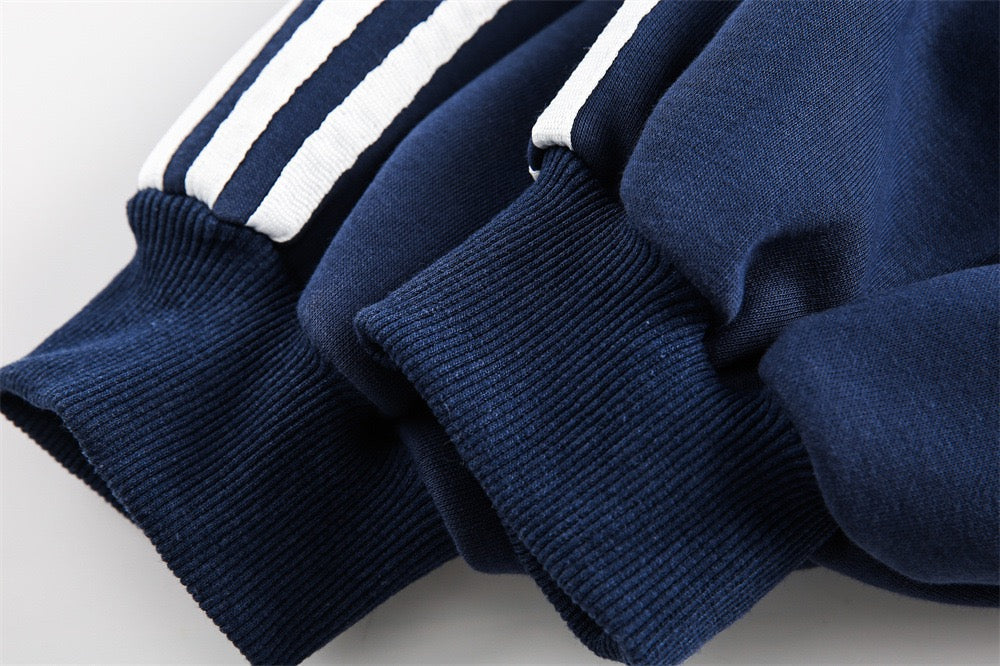 Madxmarx Stripe V-Neck Pullover Sweatshirt