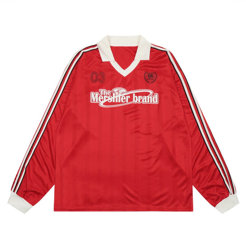 Madxmarx Retro Varsity Stripe Long-Sleeve Jersey - M / Red