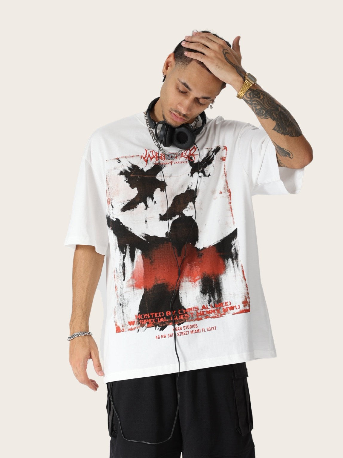 T-shirt graphique Madxmarx à motif corbeau effet vieilli