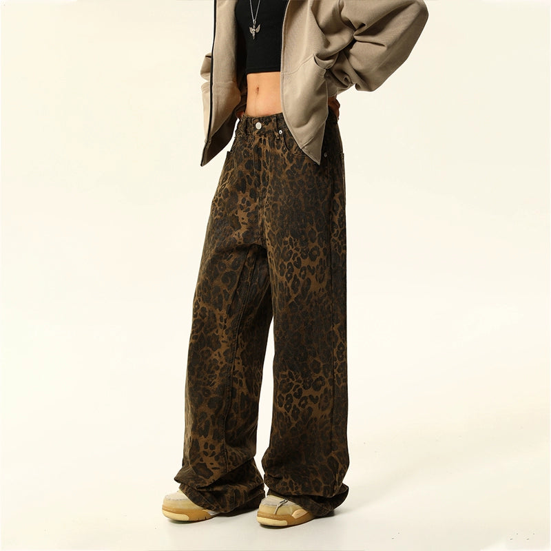 Leopard Print Denim Jeans