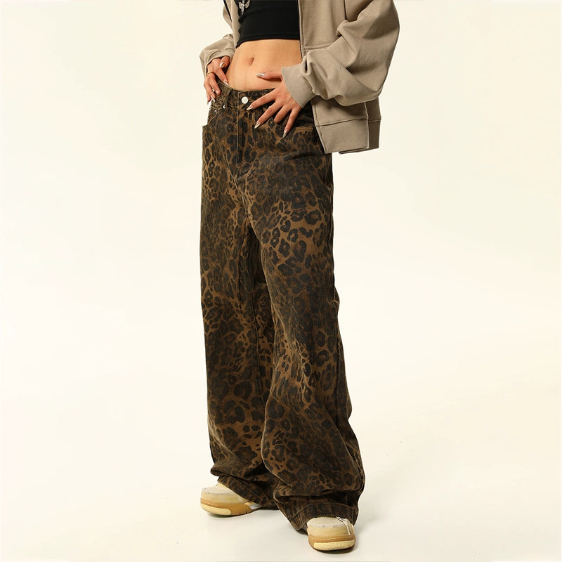 Leopard Print Denim Jeans