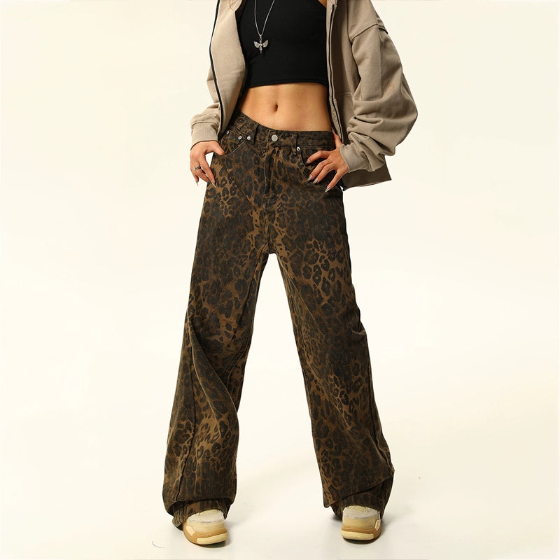 Leopard Print Denim Jeans
