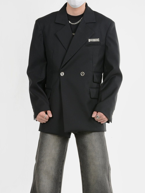Veste ajustée à épaulettes, coupe ample. - noir / M
