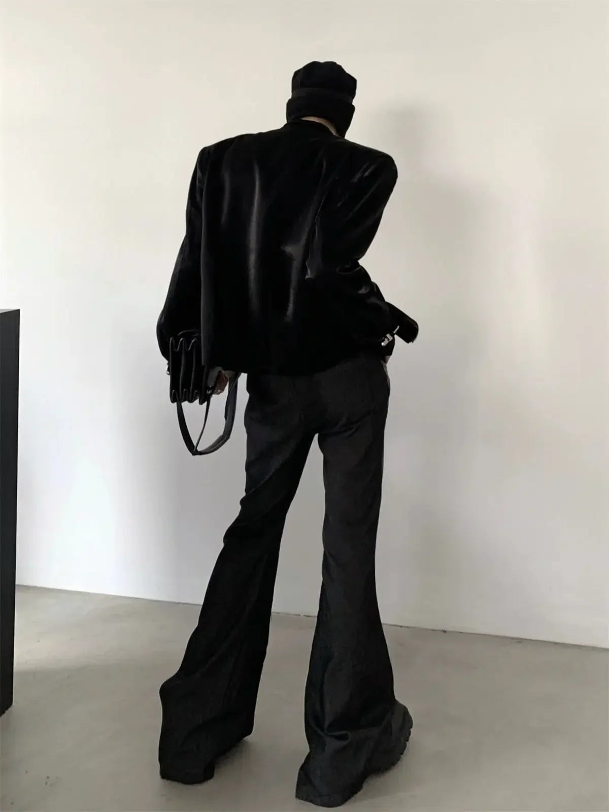 Metal Buckle Standing-collar PU Leather Jacket