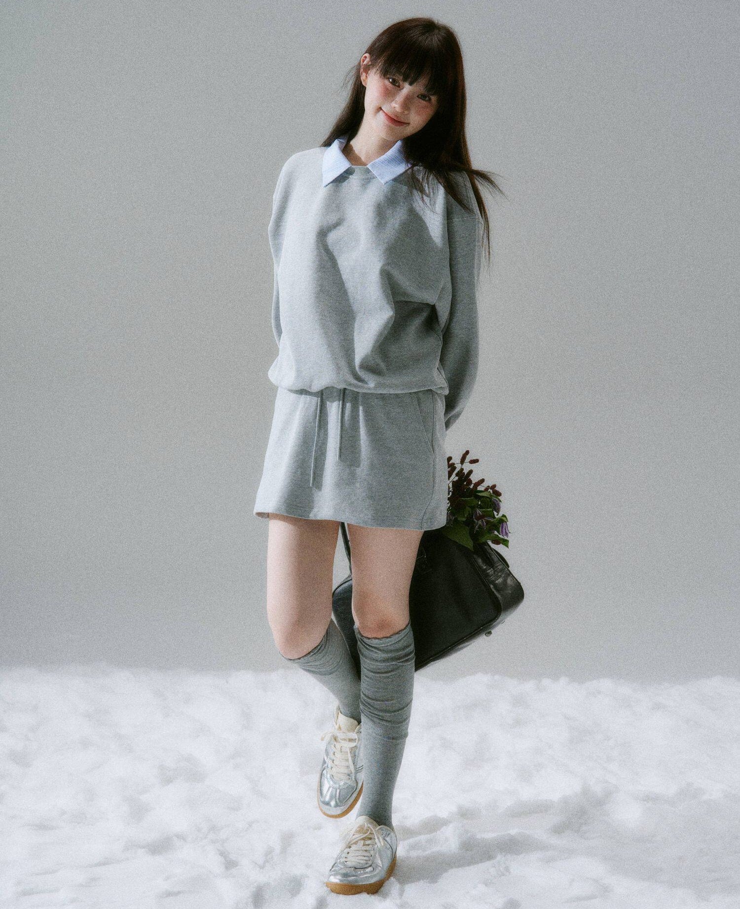 Skin-Friendly Sweatshirt & Short Skirt Setup