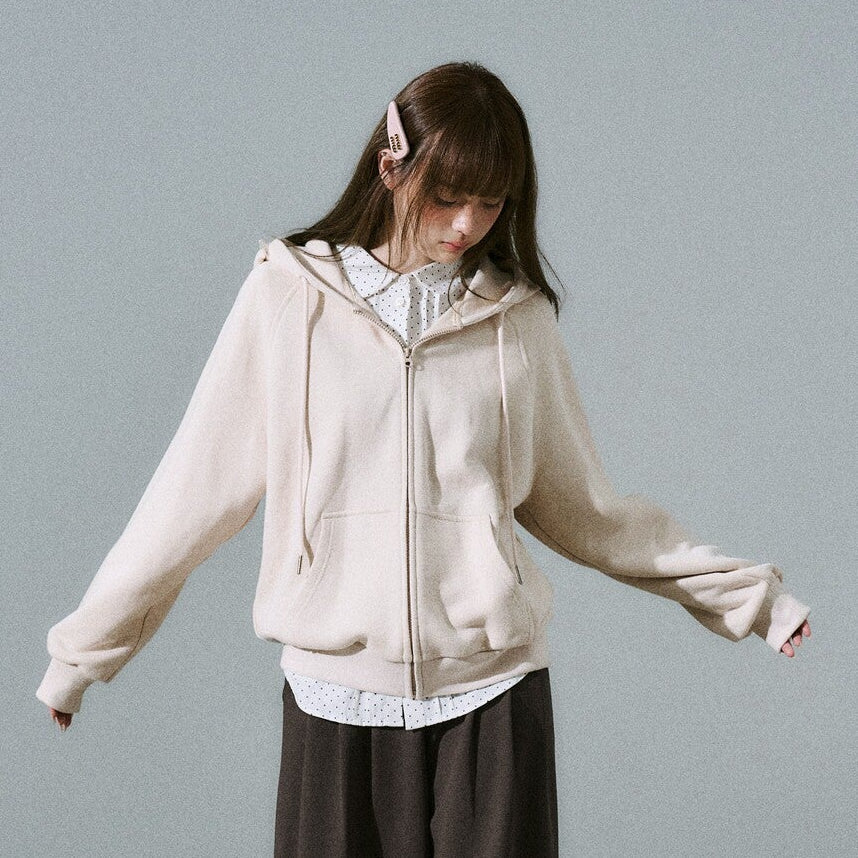Bow Design Zipper Hoodie