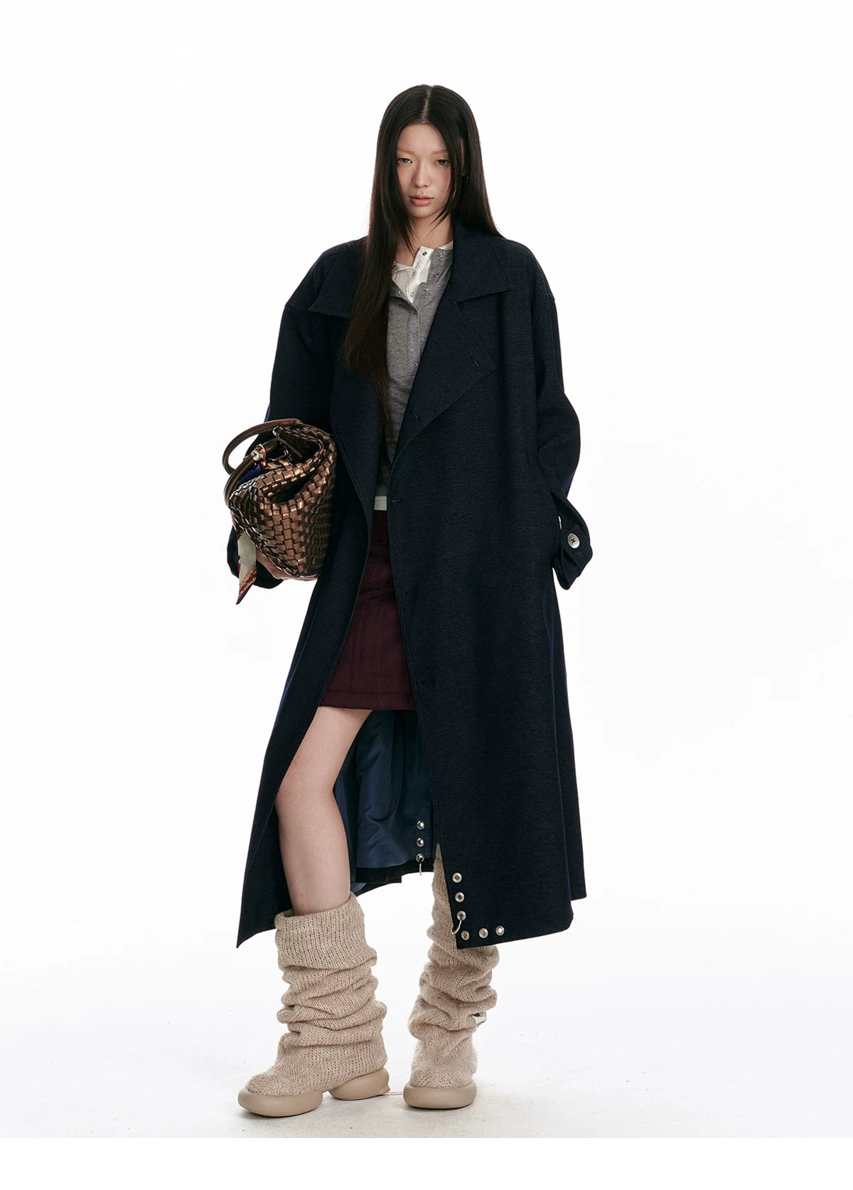 Double-Breasted Large Lapel Long Coat