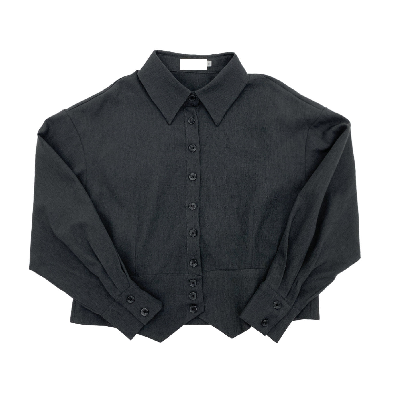 Button Front Long Sleeve Shirt & Pleats Wide Leg Trousers Setup