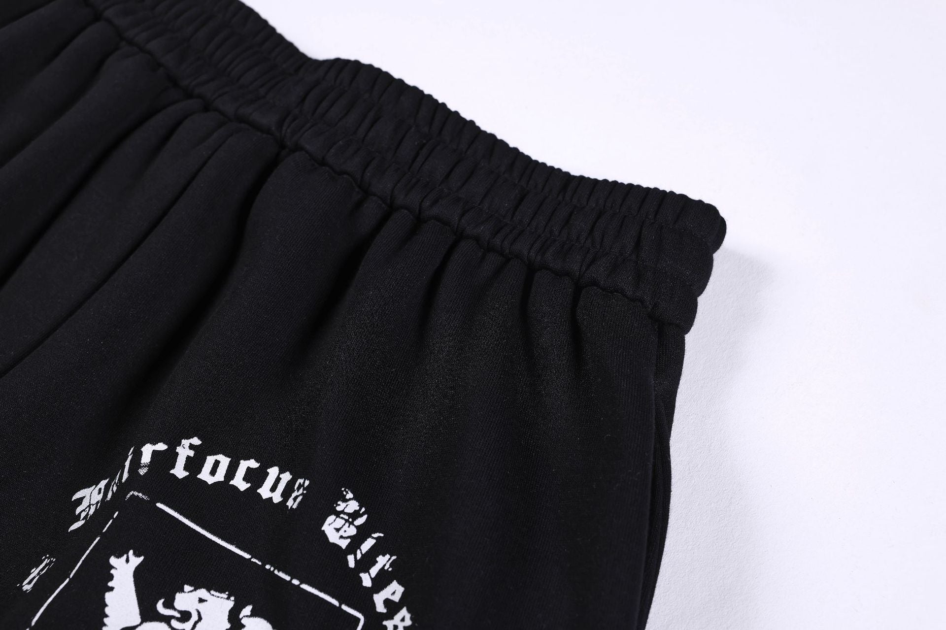 Graphic Print Panel Curved Wide Leg Sweatpants