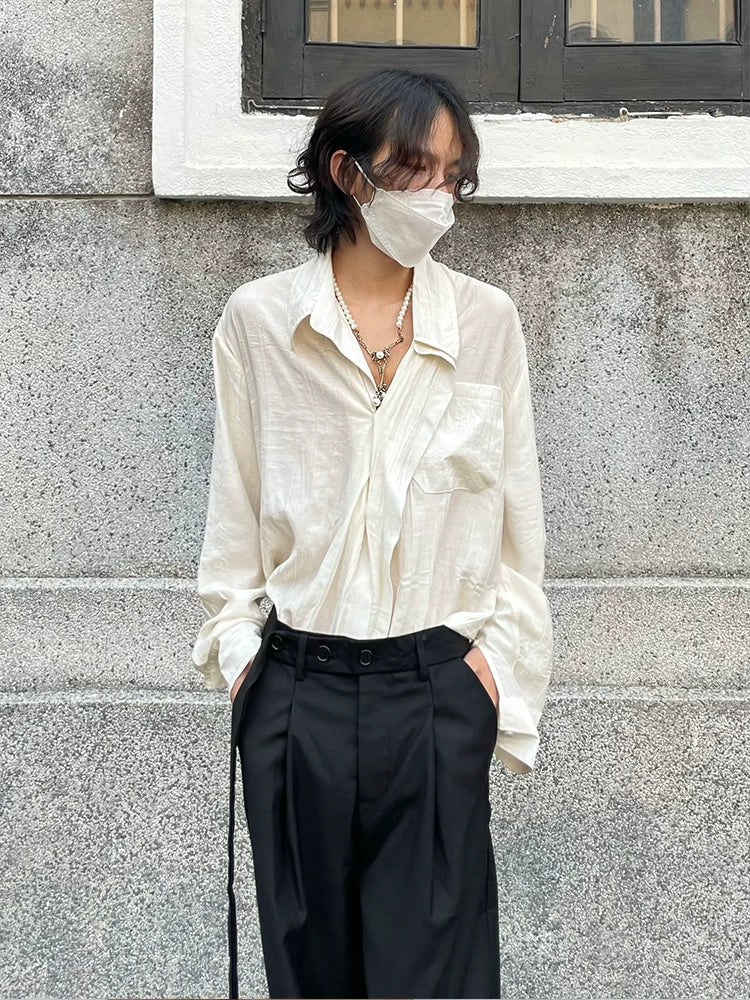 Pleats Oversize Long Sleeve Shirt