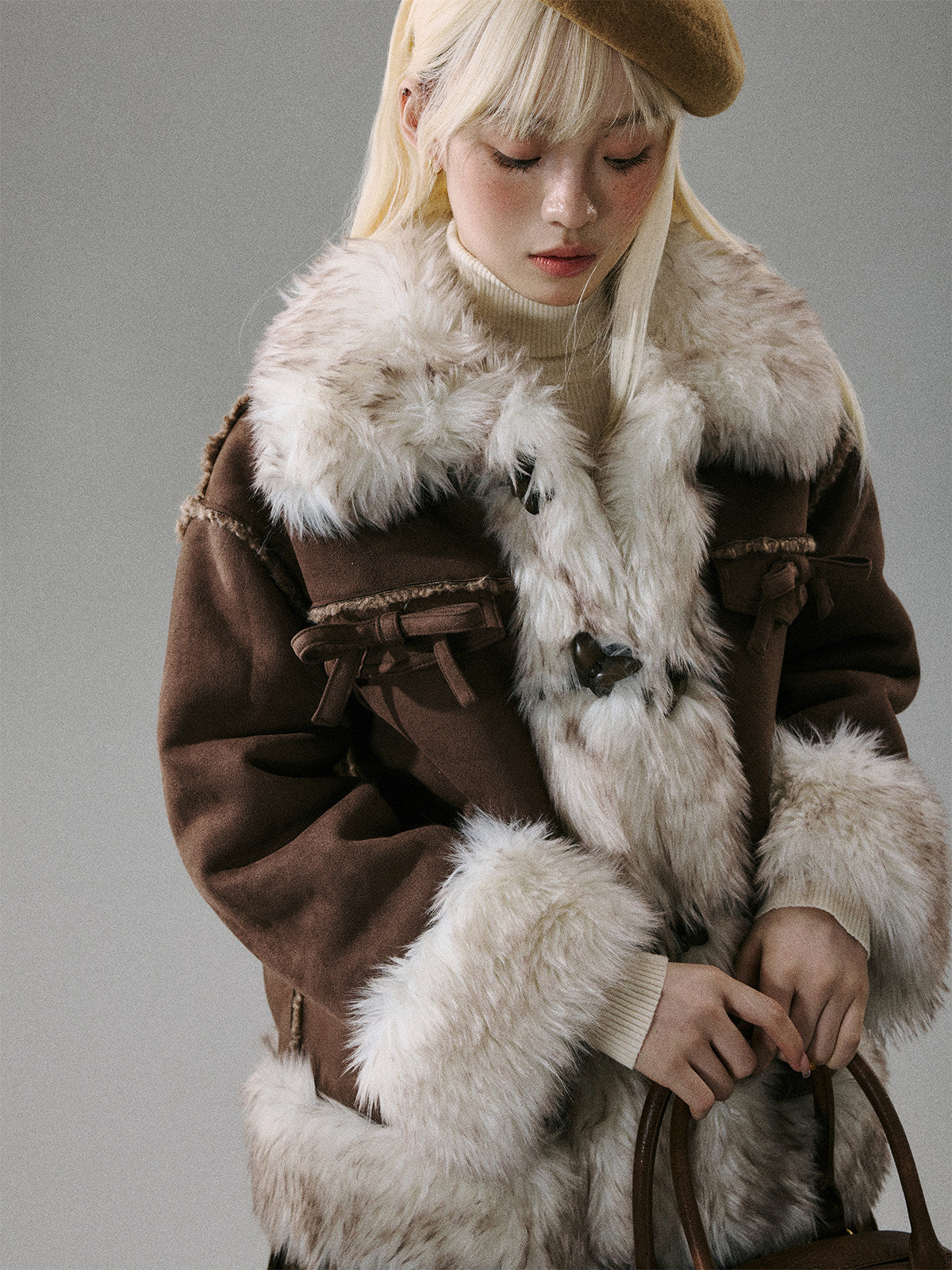Bow Fur Thick Jacket