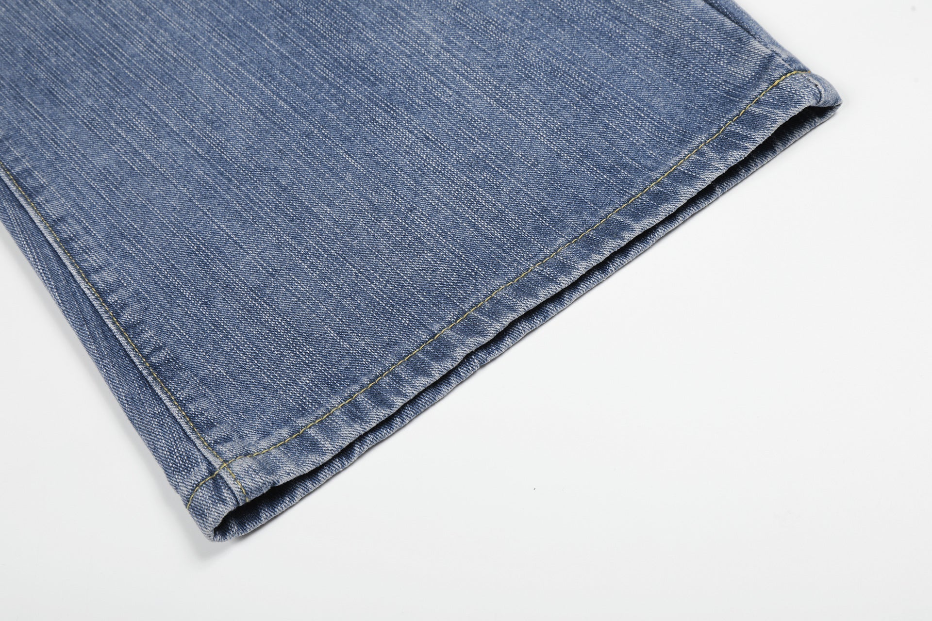 Washed Logo Embroidery Wide Leg Denim Jeans