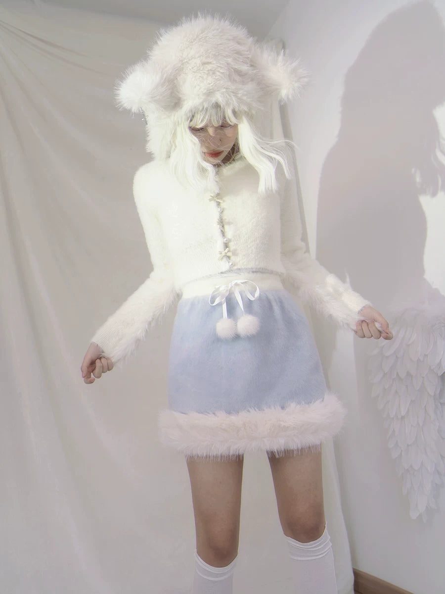 Plush Pom-Pom Short Skirt