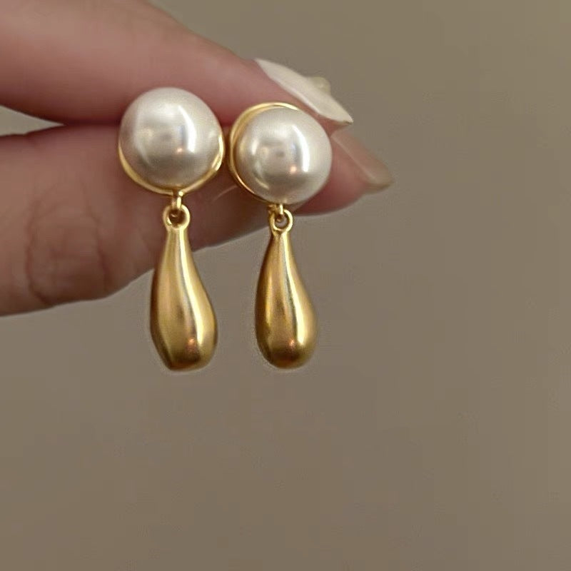 French Vintage Pearl Metal  Earrings