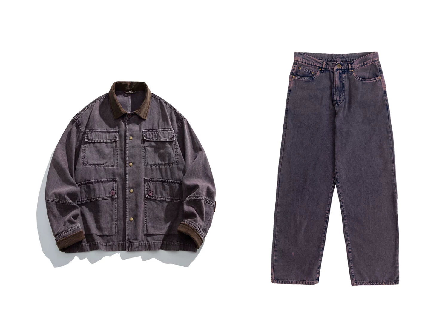 Washed Multi Pocket Jacket & Straight Denim Jeans Setup