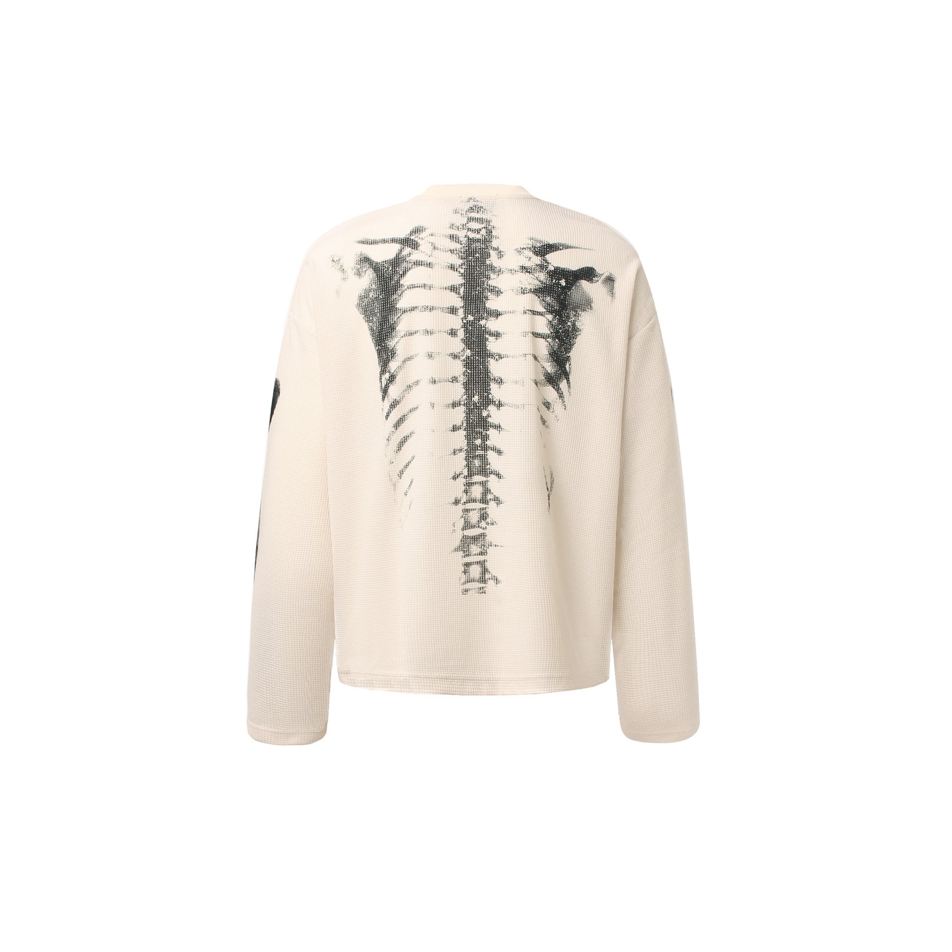 Skeleton Print Waffle Long Sleeve T-Shirt