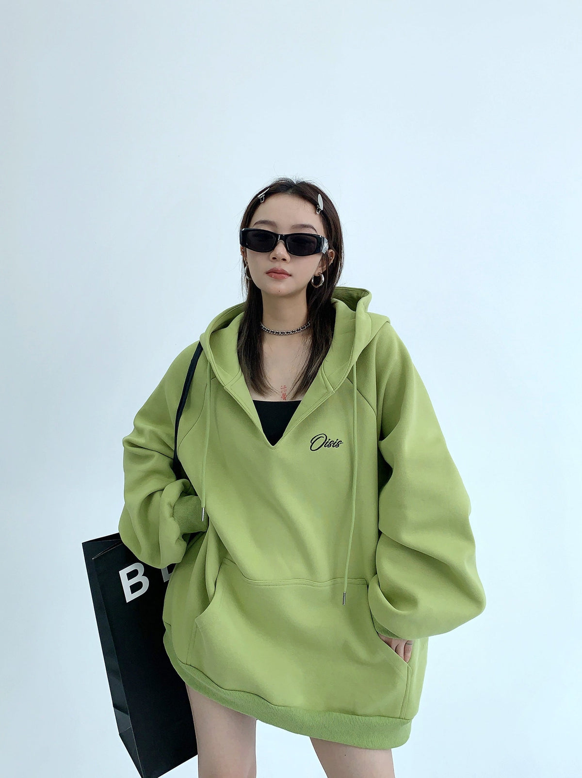 Oversized V-Neck Hoodie