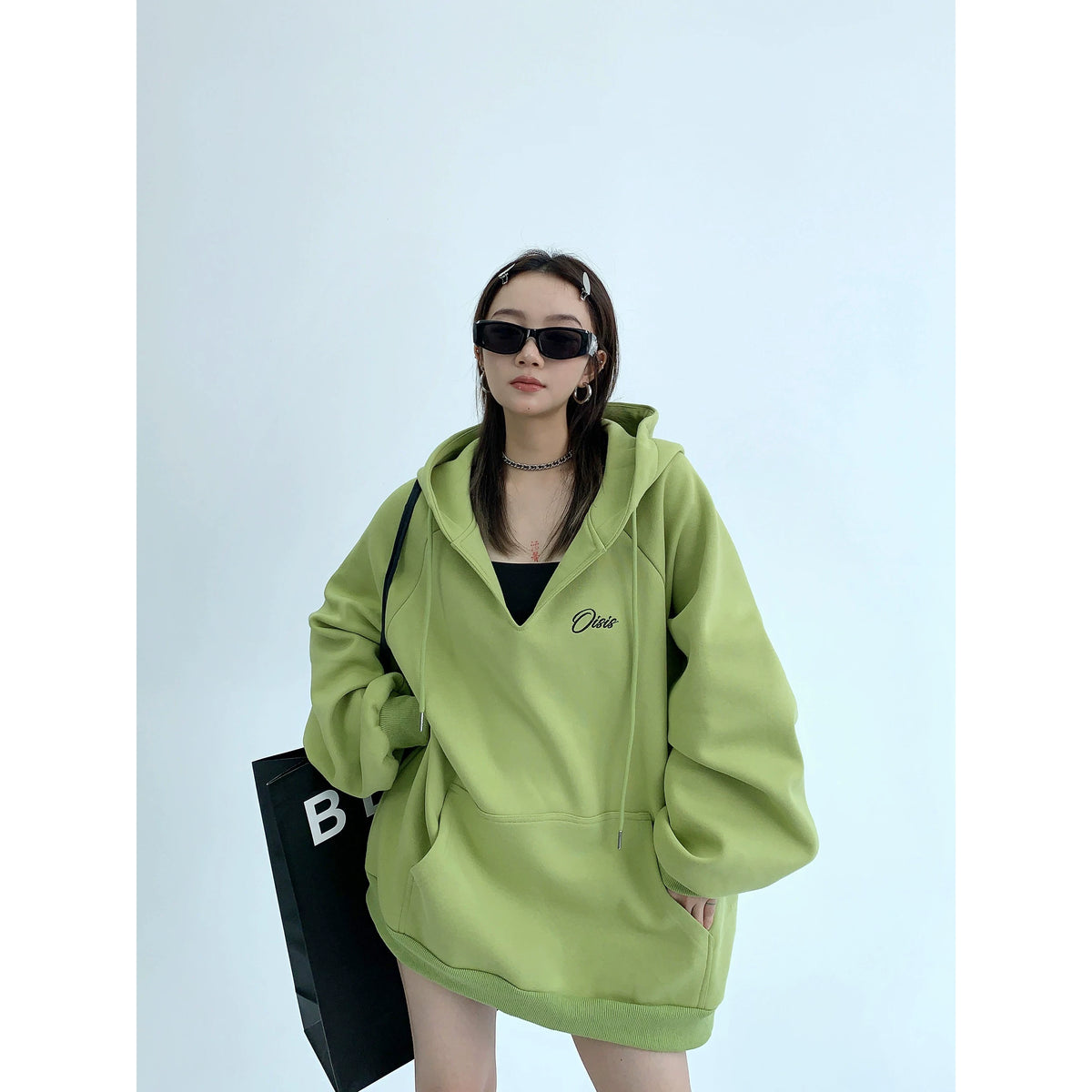 Oversized V-Neck Hoodie