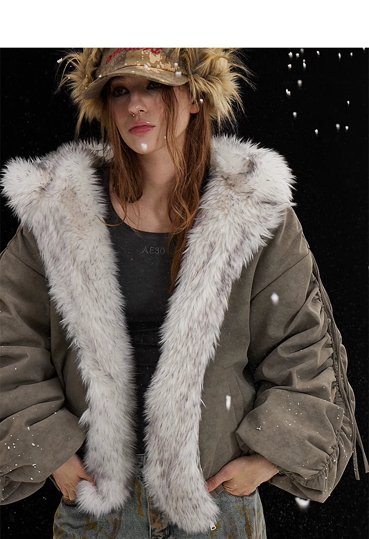 Reversible Suede Oversize Thick Fur Jacket