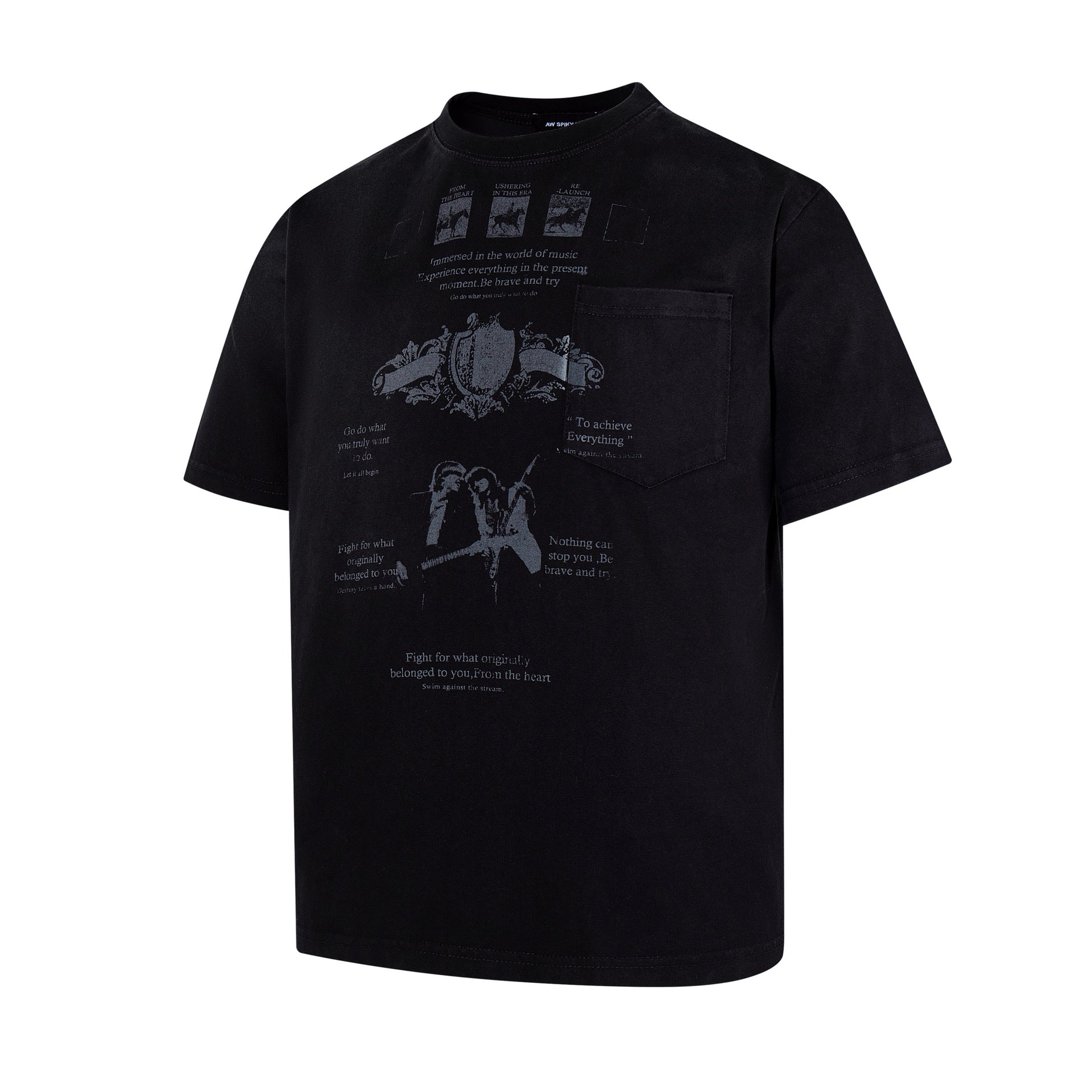Graphic Print Pocket Design Short Sleeve T-Shirt