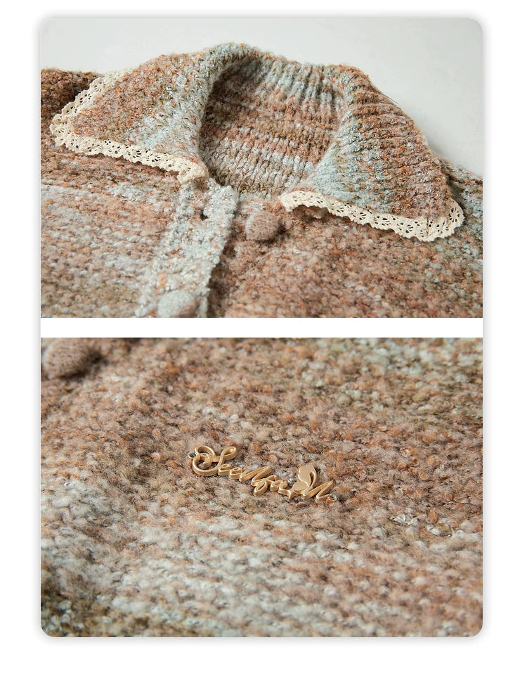 Lace Patchwork Stripe Knit Sweater