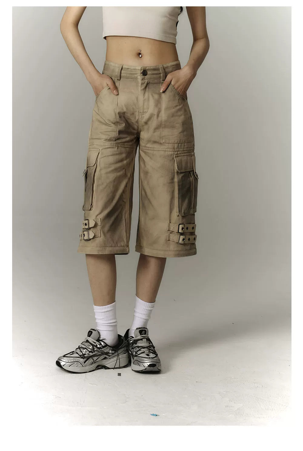 Washed Damage Workwear Wide Leg Pants