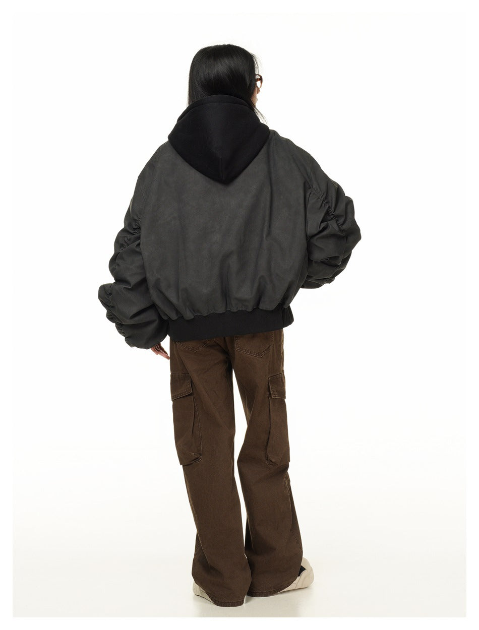 Chaqueta de vuelo unisex vintage de dos piezas con capucha