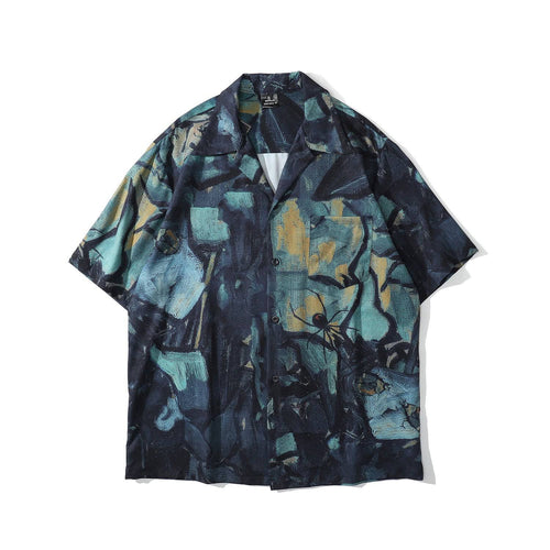 Buntes hawaiianisches abstraktes Strandhemd mit Druck - M / Mehrfarbig