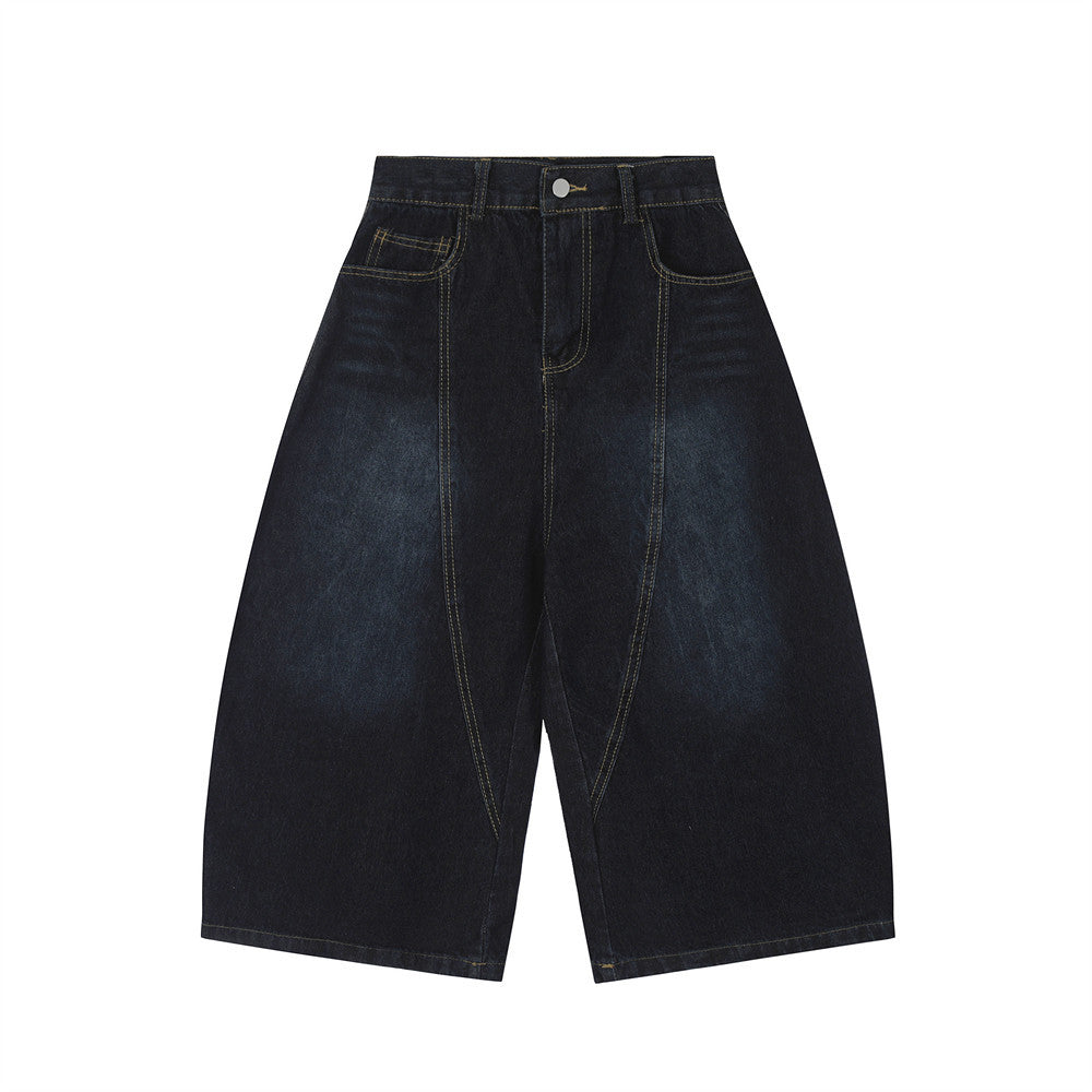 Shorts vaqueros con pespuntes cimitarra