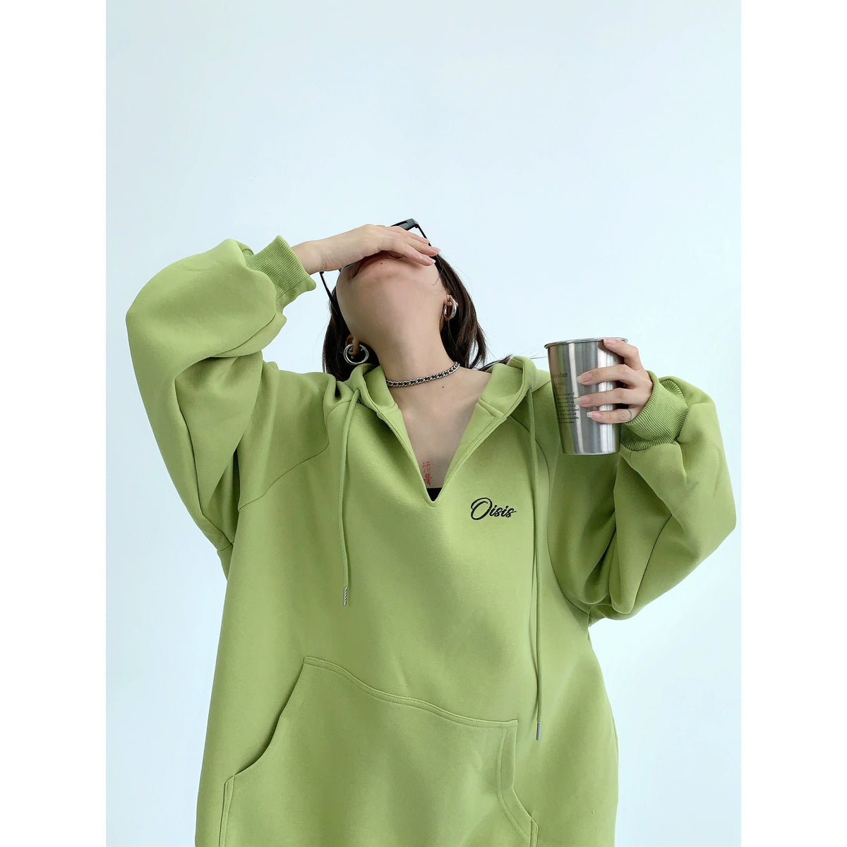 Oversized V-Neck Hoodie