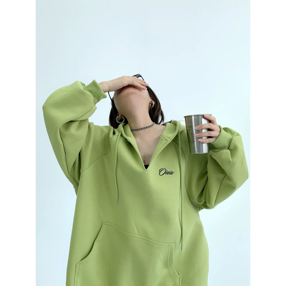 Oversized V-Neck Hoodie