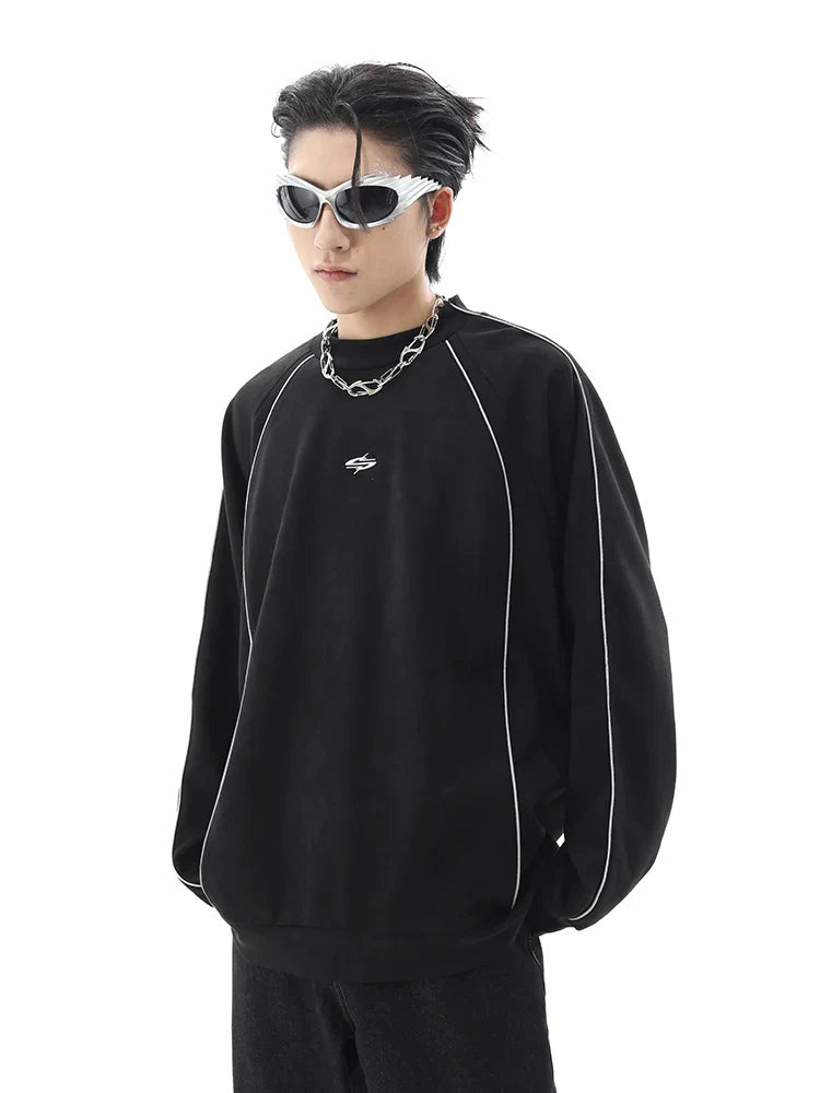 Reflective Suede Oversize Pullover Sweatshirt