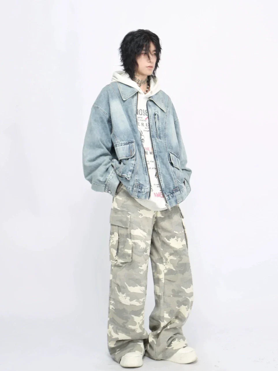 Oversize Zipper Denim Jacket