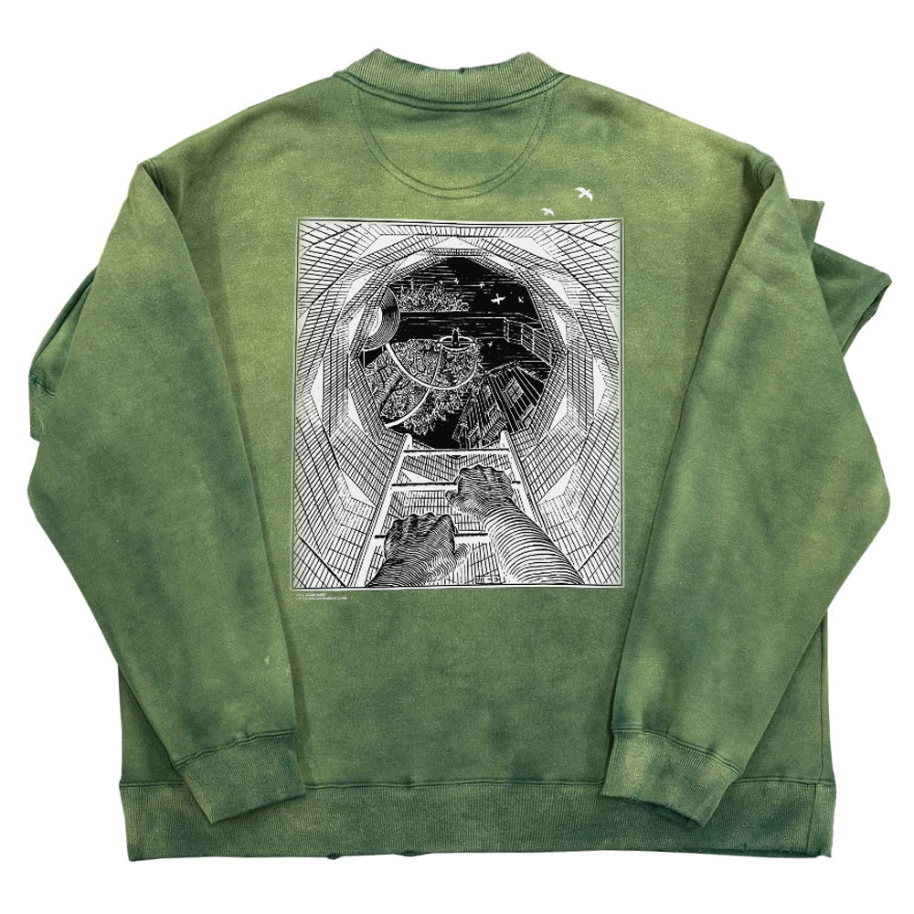 Graffiti Pigeon Print Washed Heavyweight Sweatshirt