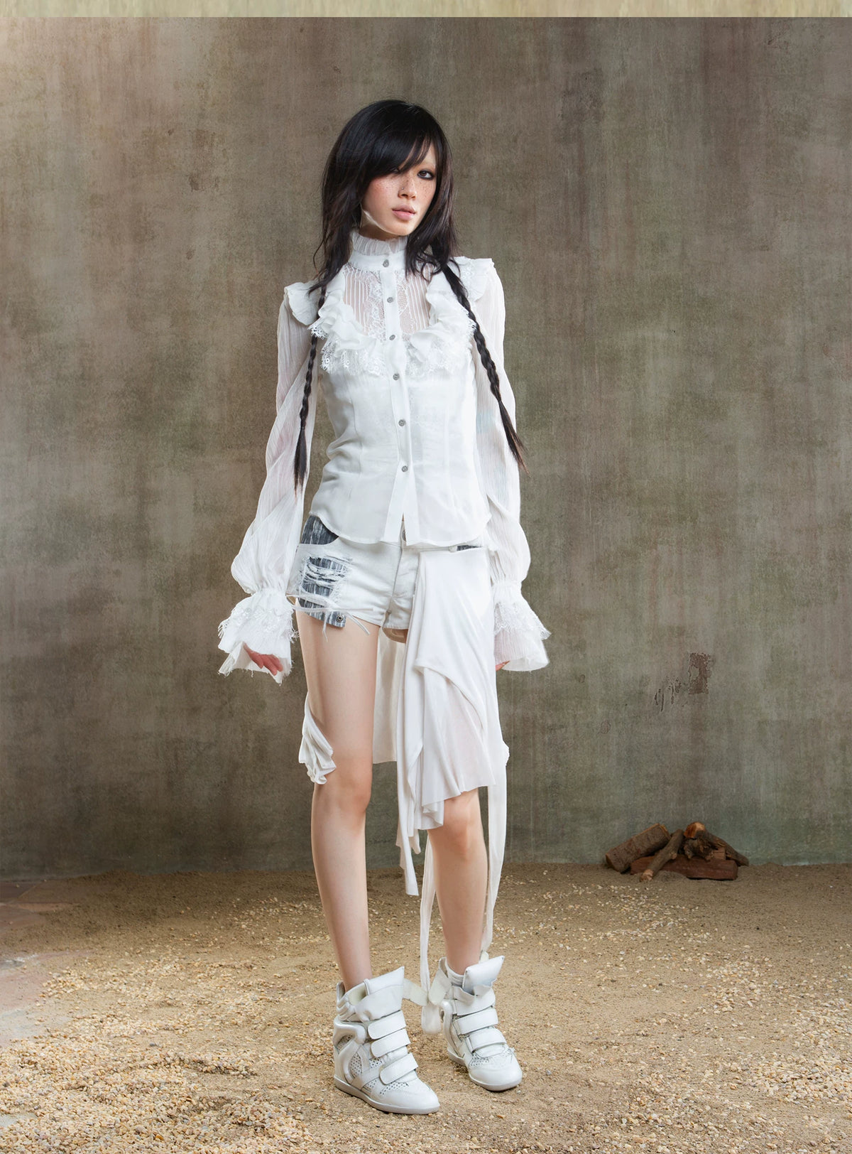 Sheer Chiffon Gothic Court Style Blouse