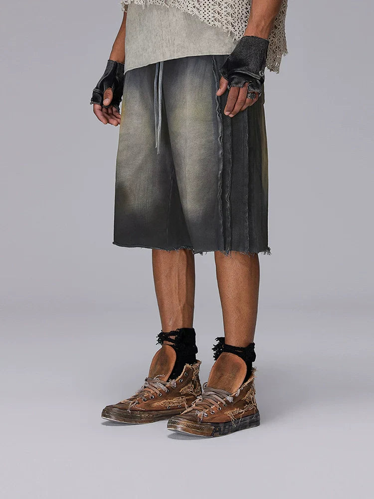Inside-Out Patchwork Dirty Wash Knit Short