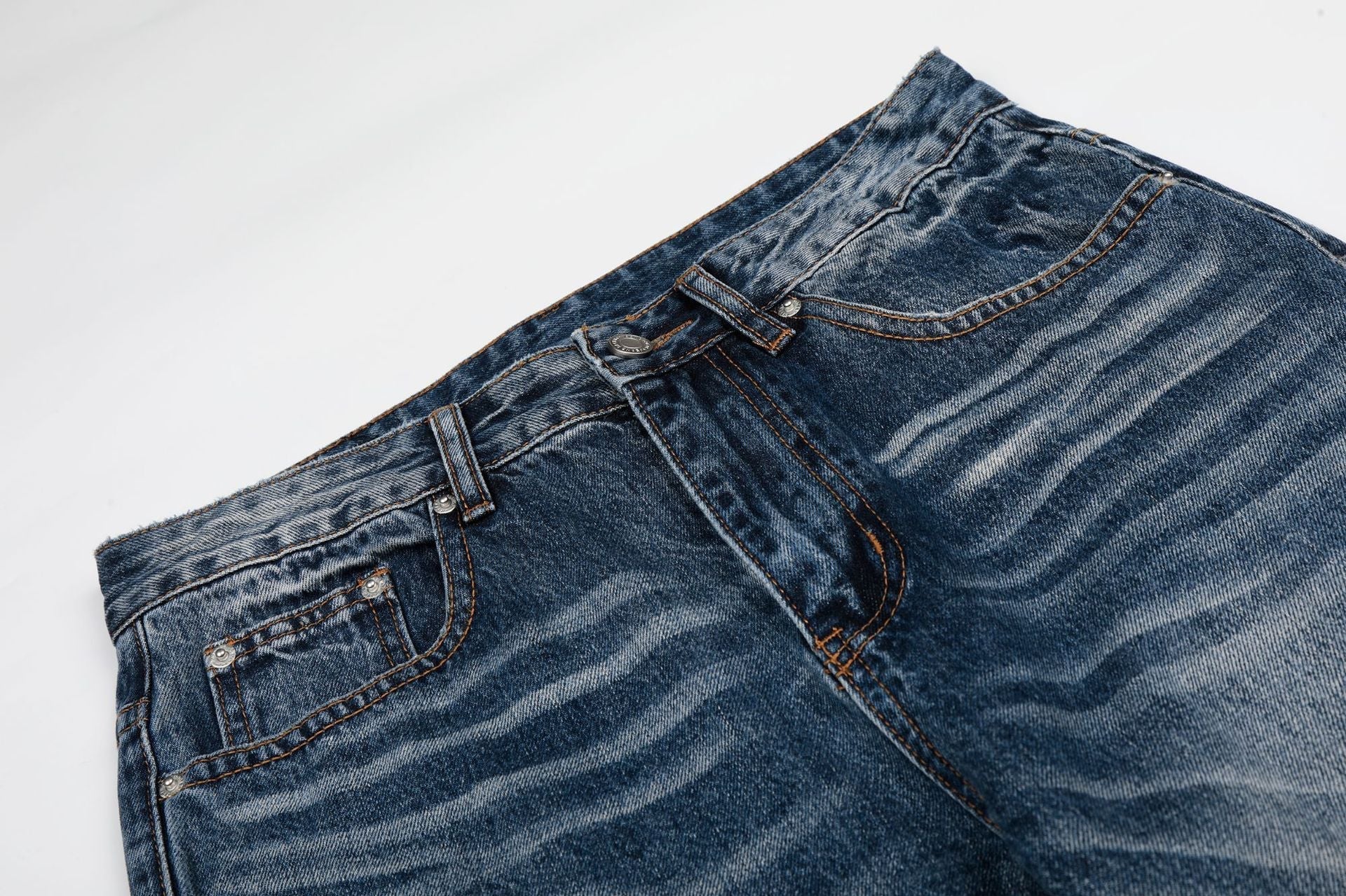 Whisker Washed Flare Denim Jeans