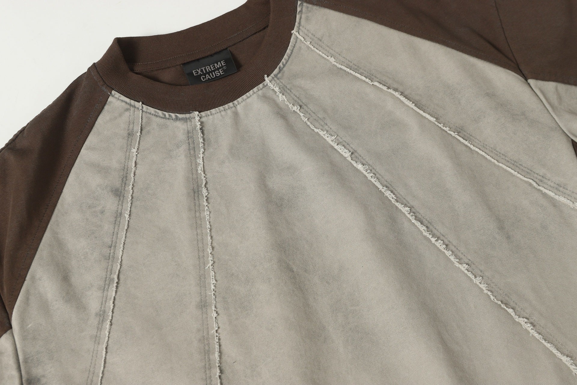 Washed Raw-Edge Splice Short Sleeve T-Shirt