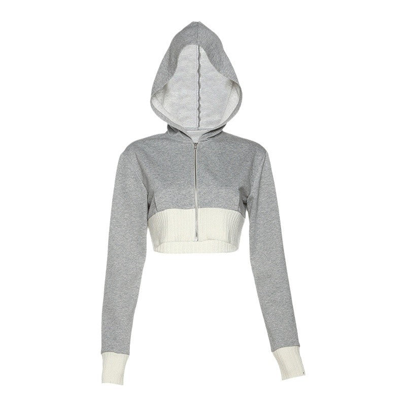 Y2K Grey Knitted Stitching Long Sleeve Set