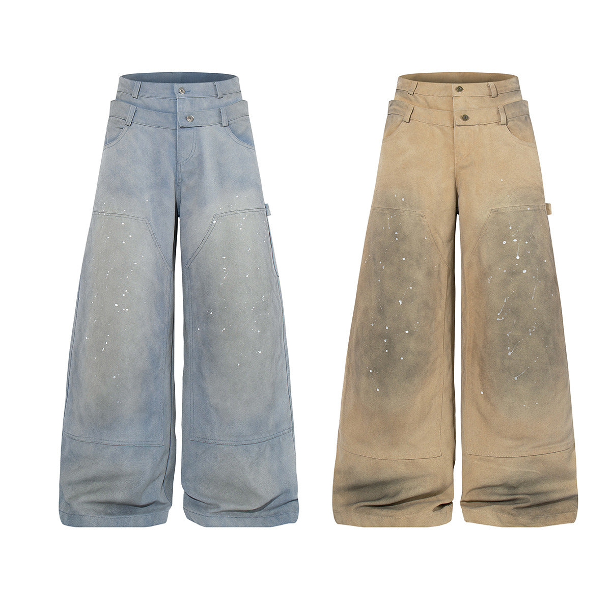 Dirty Dye Paint Splatter Wide Leg Denim Jeans