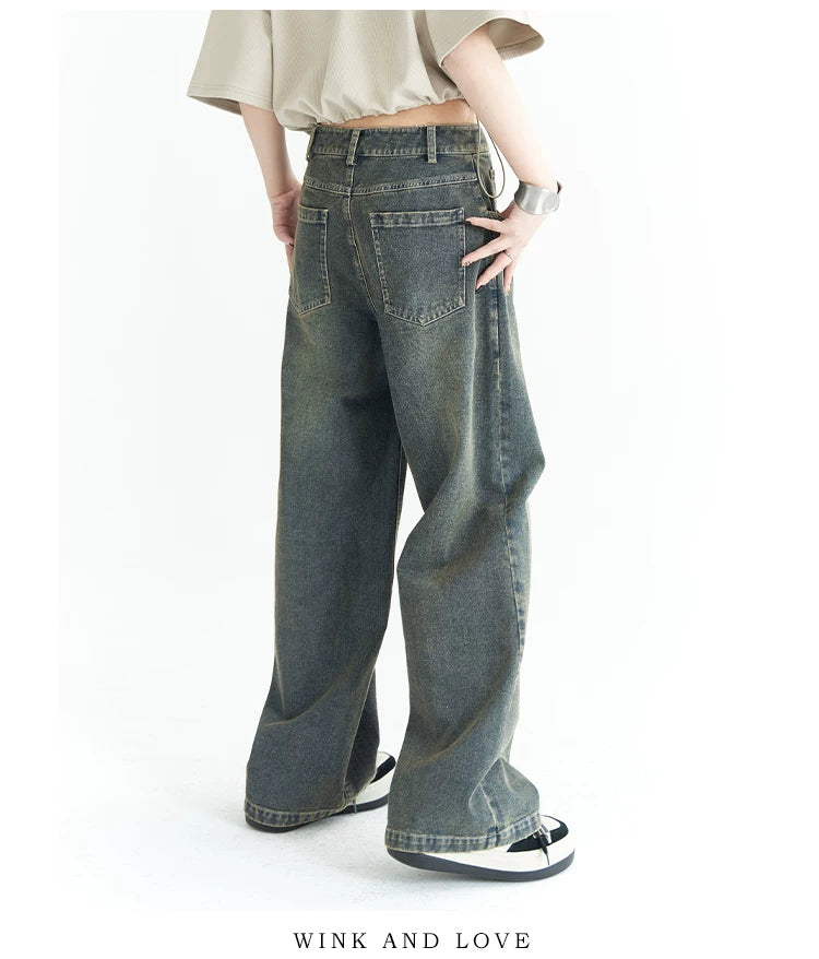 Washed Wide-Leg Denim Jeans
