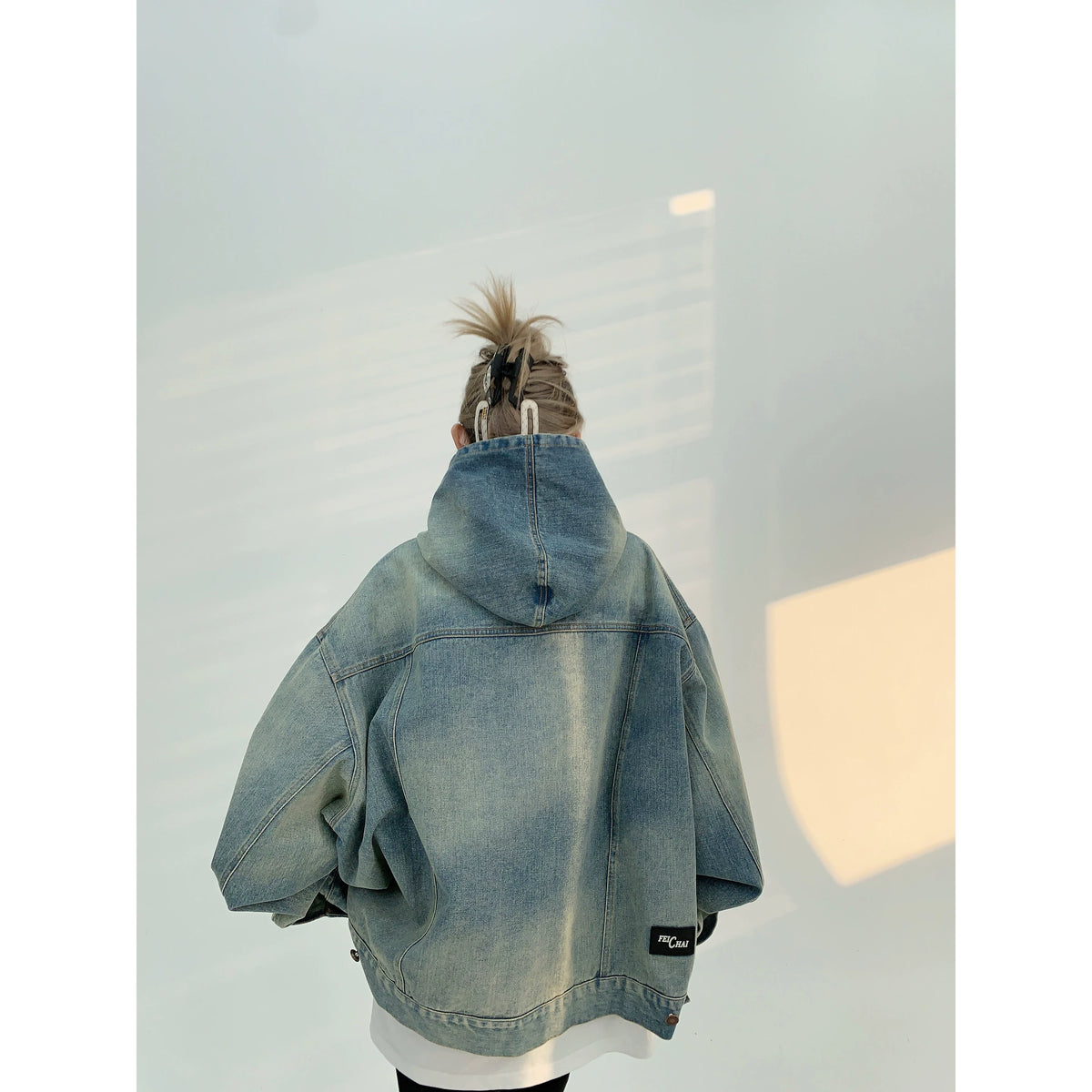 Sweat à capuche en jean oversize