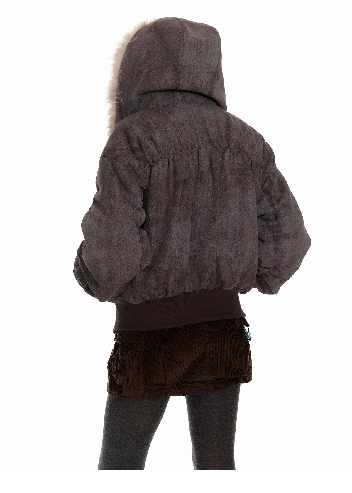 Fur Trim Patchwork Hooded Puffer Jacket