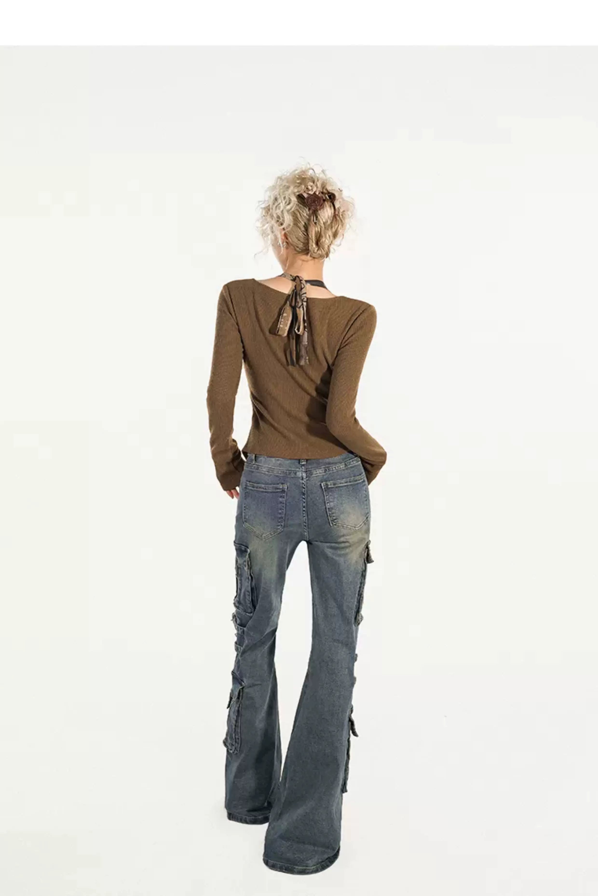 Utility Heavy Craft Slimming Flare Cargo Denim Jeans