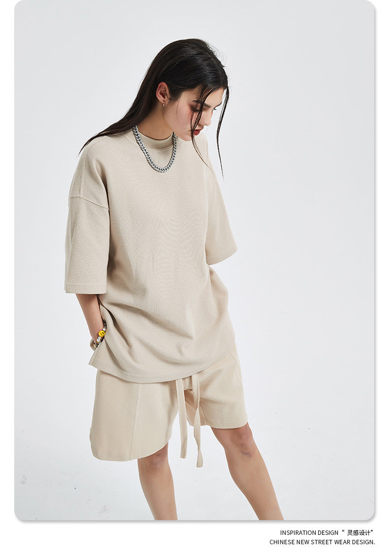 Oversize Waffle Short-sleeve T-shirt & Waffle Short Pants Setup