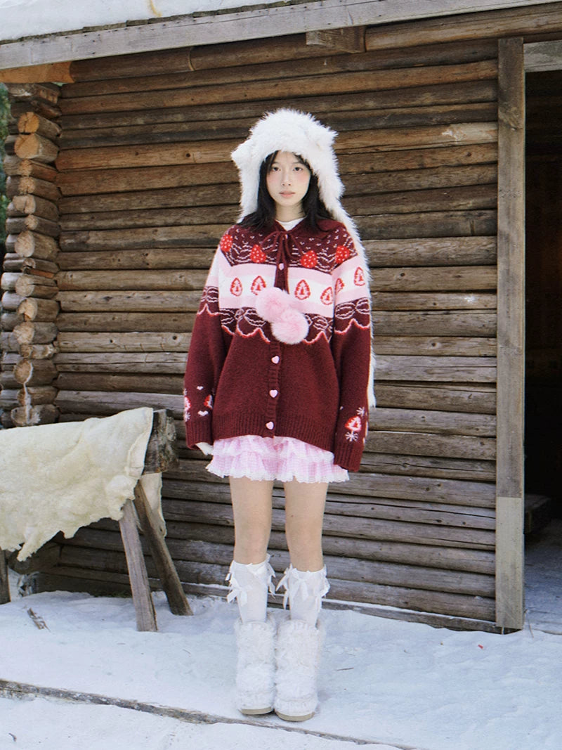 Strawberry Cake Knit Cardigan