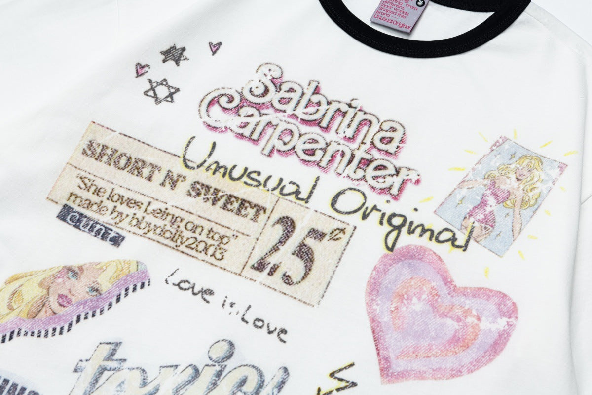 Ringer Graphic Print Short Sleeve T-Shirt