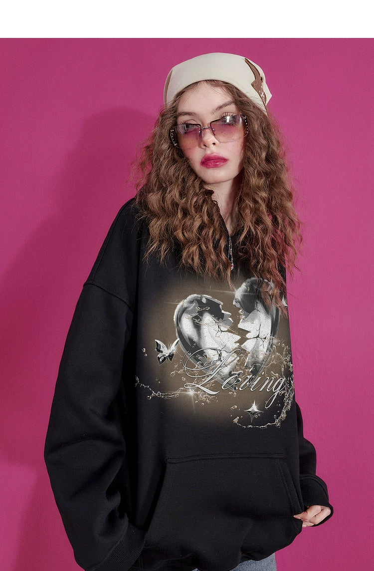 Thick Print Oversize Hoodie