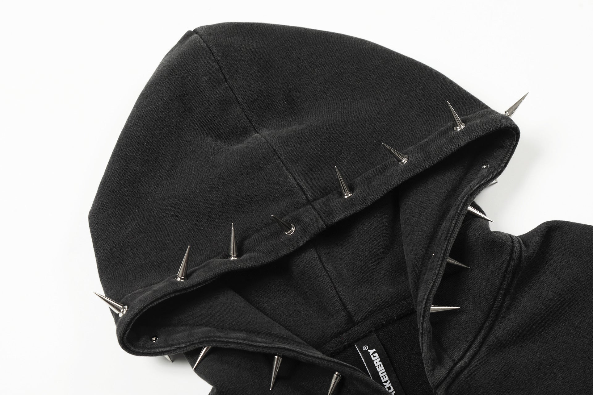 Heavyweight Rivet Washed Damage Zipper Hoodie