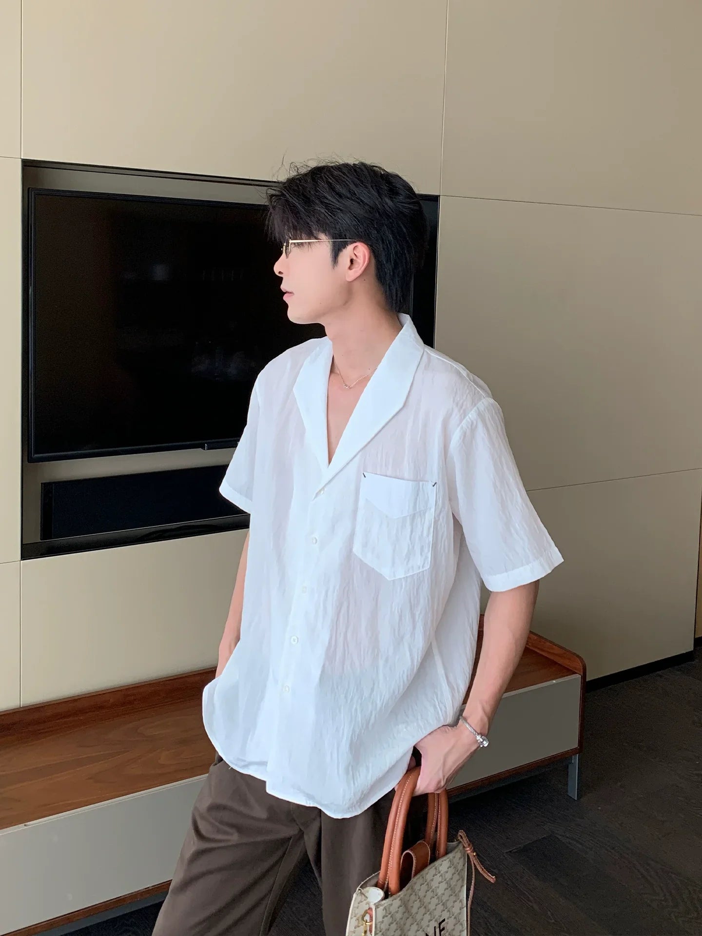 Cooling Tencel Cuban Collar Short Sleeve Shirt